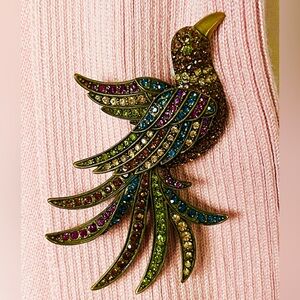 Heidi Daus “For The Birds” large vintage Swarovski Crystals brooch pin EUC